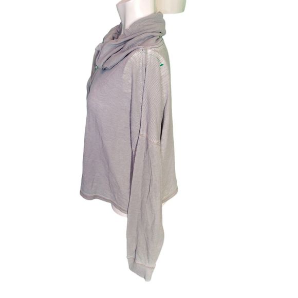 Mono b Gray Waffle Cowl Funnel Neck Lounge Activewear Cropped Pullover Sz S - Picture 6 of 8